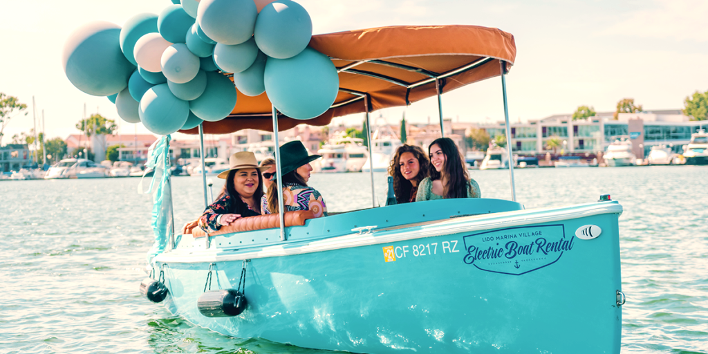 Blue Fantail 217 Electric Boat with Balloons