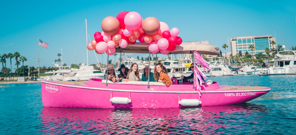 Pink Fantail 217 With Balloon Garland Newport Beach Rental