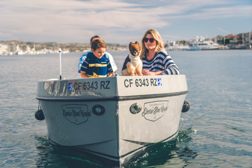 Electric Boat Rental at Lido Marina Village in Newport Beach